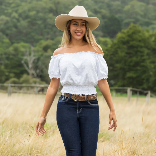 Pure Western Women's Montana Short Sleeve Blouse - White
