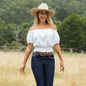 Pure Western Women's Montana Short Sleeve Blouse - White