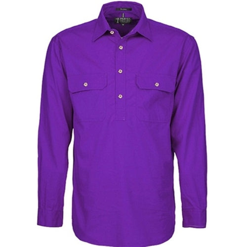 PILBARA Mens W/Shirt Purple 1/2 Button