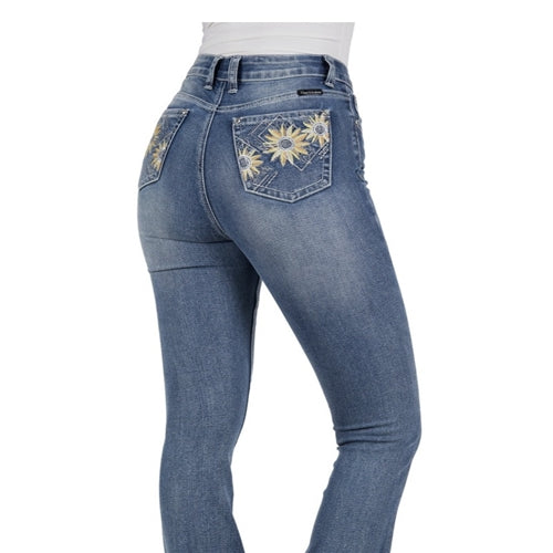 Pure Western Womens Amy Hi Rise Boot Cut Jeans 32 Leg