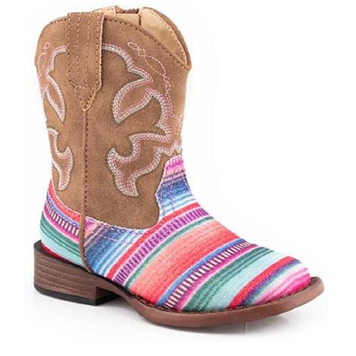 Roper Glitter Toddler Serape/Tan Kids Boots