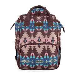 Wrangler Aztec Printed Callie Backpack (Nappy Bag) - Coffee