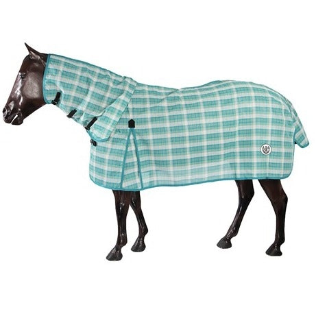 STC PVC Shade Mesh Horse Rug Combo - Teal/White Check