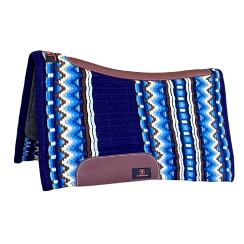 Smooth Like Cactus Cutting/ Ranch Contoured Western Show Saddle Pad - BLUE