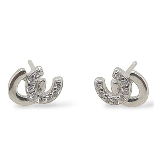 MCJ Sterling Silver Double Horseshoe Stud Earrings