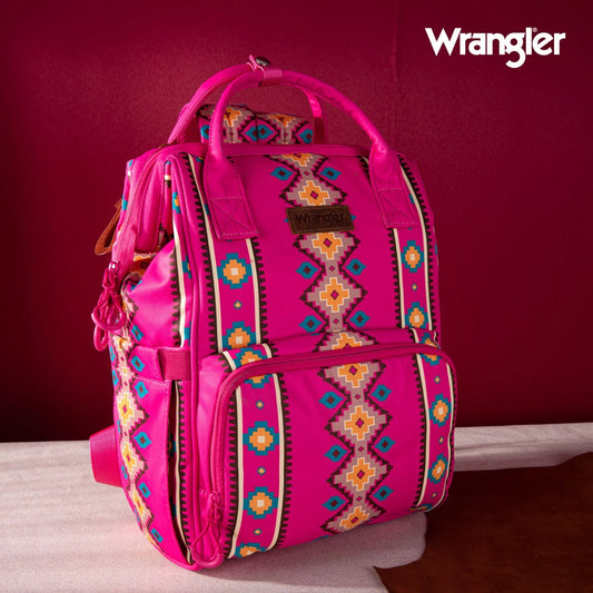 Wrangler Aztec Printed Callie Backpack (Nappy Bag) - Hot Pink
