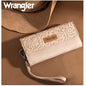 Wrangler Western Floral Tooled Tri-fold RFID Wallet/Wristlet - Tan