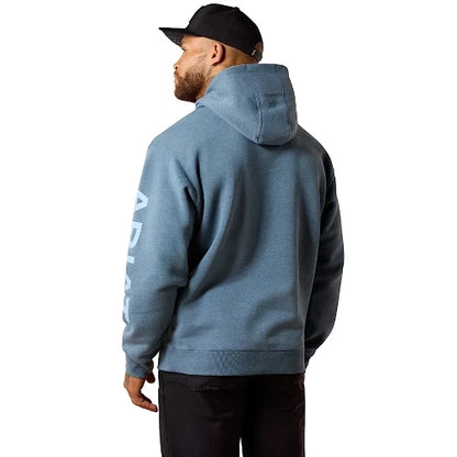 Ariat Men's Rebar Lightweight Logo Hoodie Baleen Blue Heather / Dusty Blue