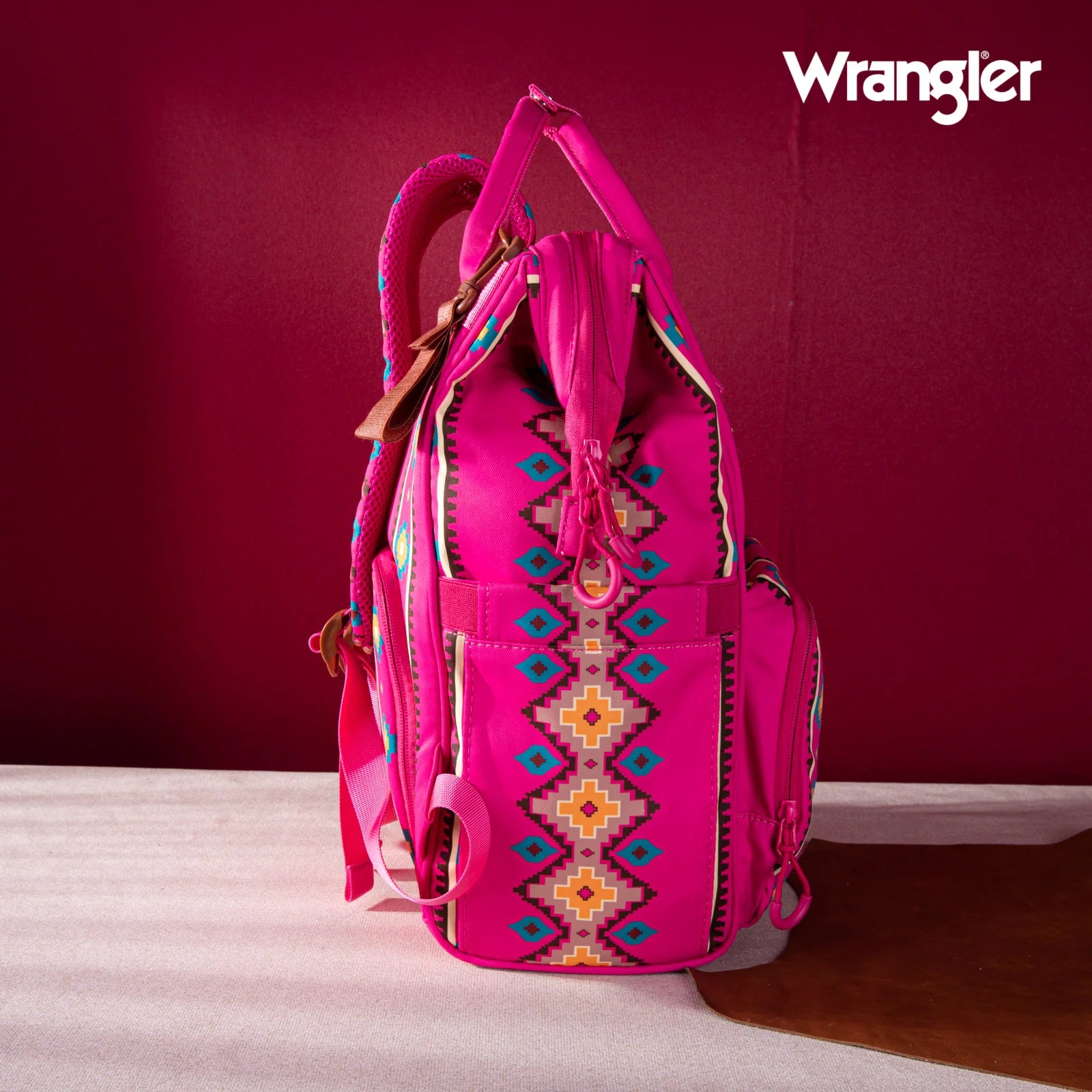 kelty aztec-style top zip backpack diaper bag in pink Wrangler Aztec Printed Callie Backpack (Nappy Bag)