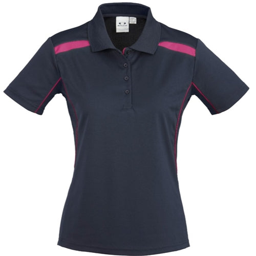 Kid's United S/S Polo Navy/Magenta
