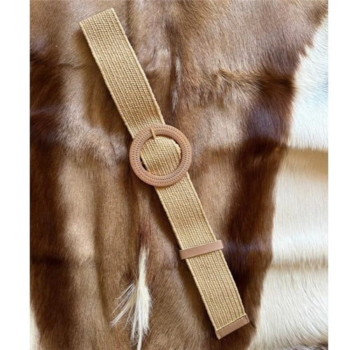 Black Colt Women’s Braided Straw Belt – Circle Caramel