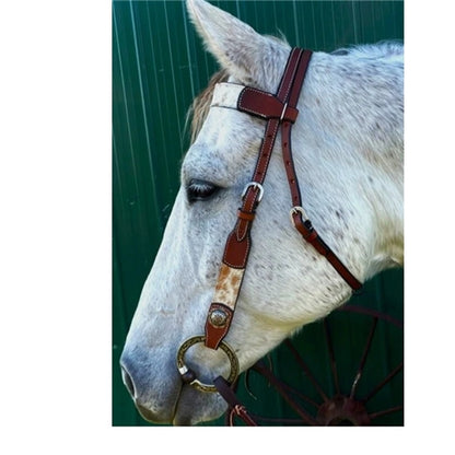 Hair on Hide leather headstall Hide browband and side pieces COB size