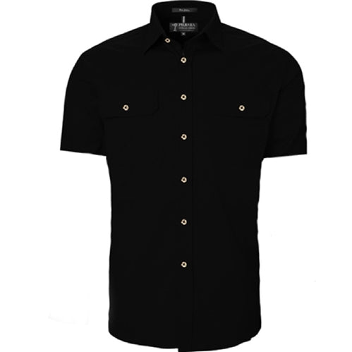 Men's Pilbara Open Front S/S shirt - Black