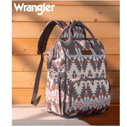 Wrangler Aztec Printed Callie Backpack (Nappy Bag) - Grey