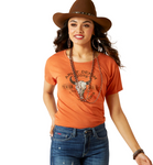 Ariat Womens Bison Skull Tee - Adobe Heather