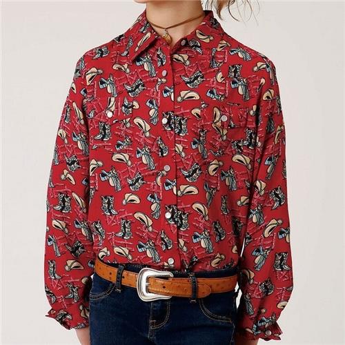 Roper Girls L/S Boots & Hat Shirt