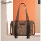 Wrangler Denim Patchwork Tote/Crossbody- Brown