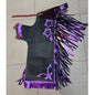 27 Inch Vinyl & Leather Tooling Poddy Chaps - Purple/Black
