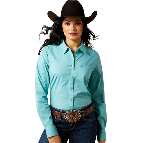 Ariat women's Wrinkle Resistant Kirby L/S Shirt - Aqua Sea