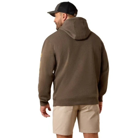 Ariat Men's Rebar Lightweight Logo Hoodie Major Brown Heather / Wood Thrush