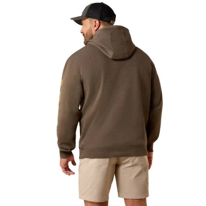 Ariat Men's Rebar Lightweight Logo Hoodie Major Brown Heather / Wood Thrush
