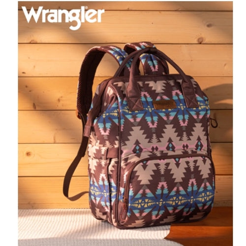 Wrangler Aztec Printed Callie Backpack (Nappy Bag) - Coffee