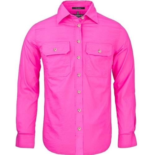 PILBARA COLLECTION Ladies Open Front L/S Fuschia Full Button