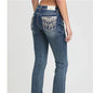 Grace in LA Feather Embroidery Bootcut Jeans