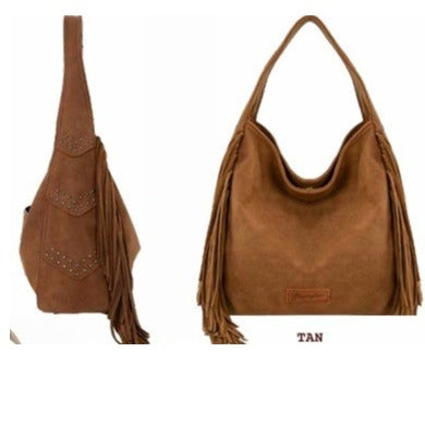 Wrangler Shiloh Fringe Studded Bag - Tan