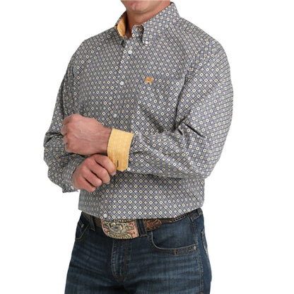 Cinch Navy/Yellow Pattern Men's Shirt