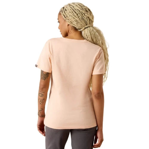 Ariat Women's Rebar Cotton Strong Logo Short Sleeve Tee Tropical Peach