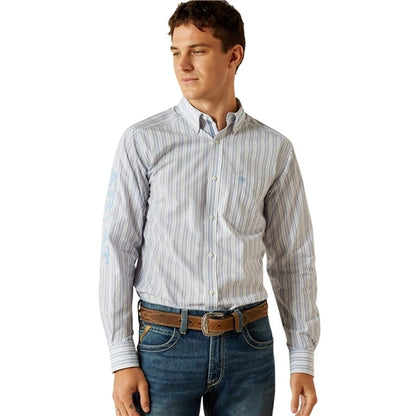 Ariat men's Pro Series Team Atlas Fitted Shirt - Blue/Dark Blue