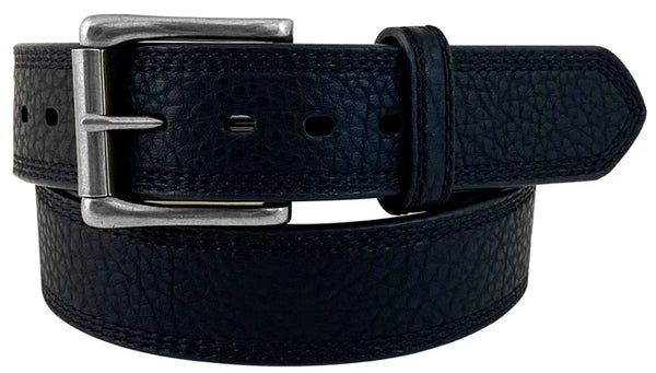 Roper Mens 1.1/2” Pebble Grain Genuine Leather Tripled Stitched Belt Black