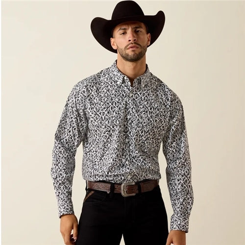 Ariat Men's Janson Classic Fit Long Sleeve Shirt - White / Grey
