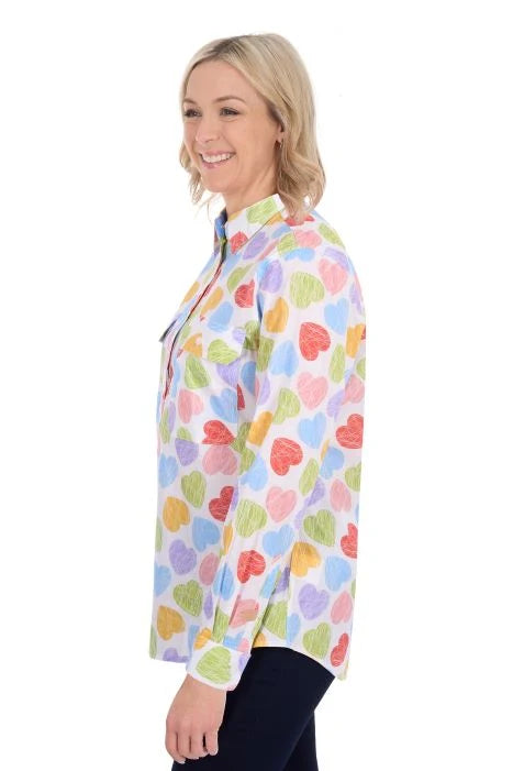 Women's Polly 1/2 PLKT Long Sleeve Shirt - Multi