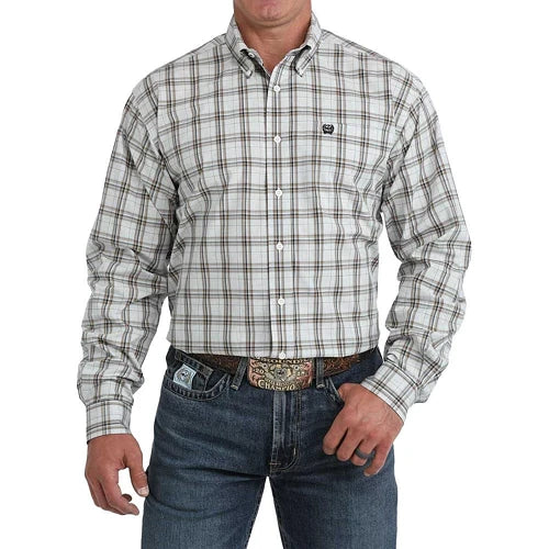 Cinch Men's Cream Plaid Shirt