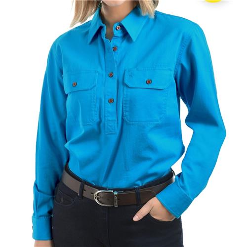 Thomas Cook Womens heavy Drill 2pkt L/S Shirt Aqua