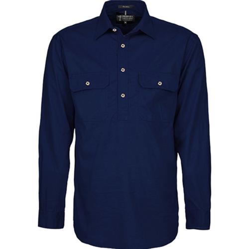 PILBARA Closed Front L/S Shirt Navy