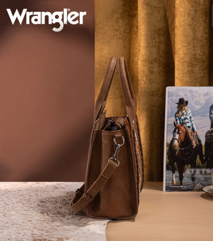 Wrangler Aztec Tooled Crossbody Bag - Tan