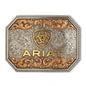 Ariat Rectangle Raised Ariat Logo Buckle - Aged Silver/ Aged Gold
