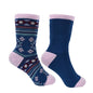 Pure Western Adults Crew Socks - Navy/Pink