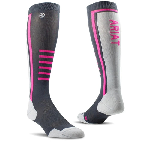 AriatTEK Slimline Performance Socks - Ebony/Knockout Pink