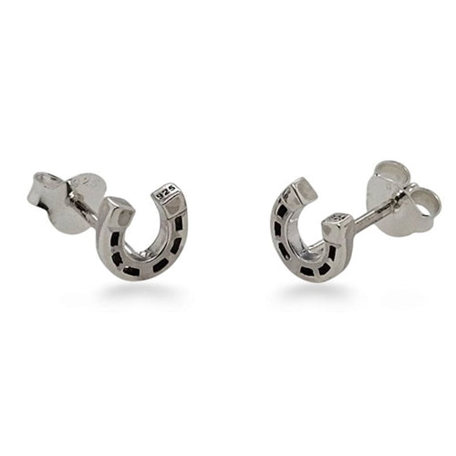 MCJ Sterling Silver Tiny Horseshoes Studs