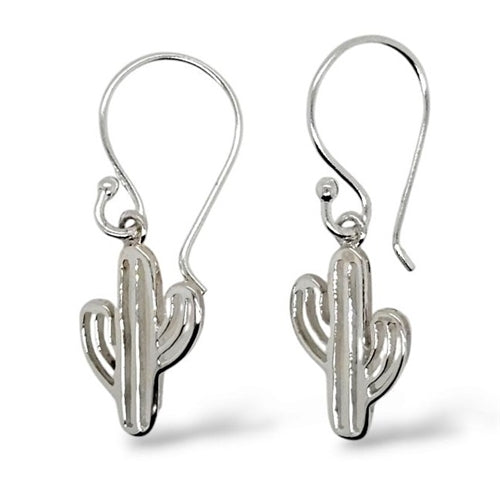 MCJ Sterling Silver Saguaro Cactus Drop Earrings