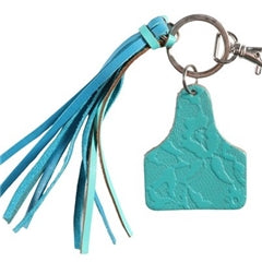 Fort Worth Ear Tag Tassel Key Ring Turquoise