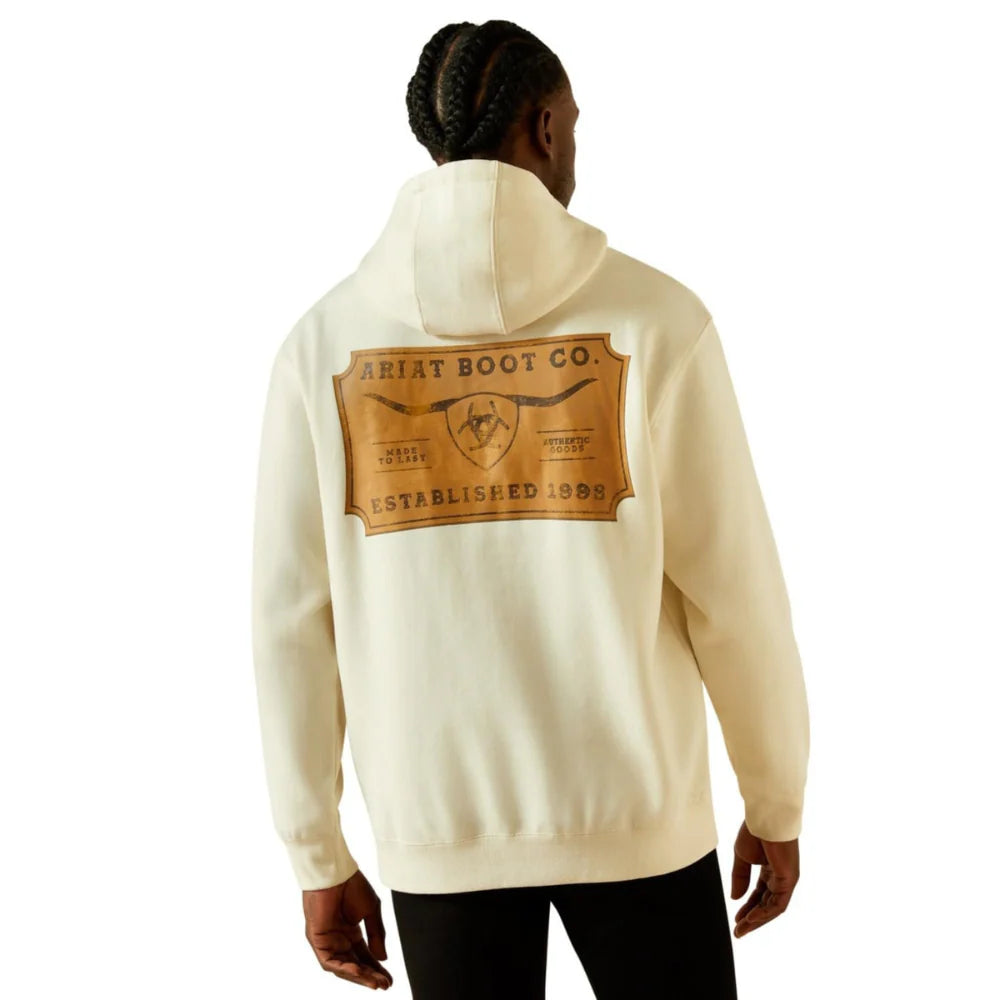 Ariat Men's Shield Steer head Hoodie - Oatmeal