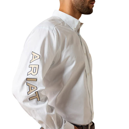 Ariat Men's Team Logo Lightweight Twill Classic Fit Long Sleeve Shirt White / Khaki