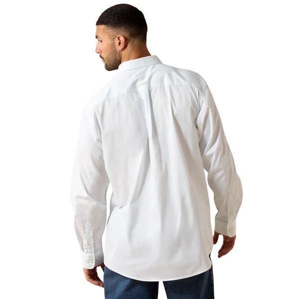 Ariat Men's Team Logo Lightweight Twill Classic Fit Long Sleeve Shirt White / Khaki