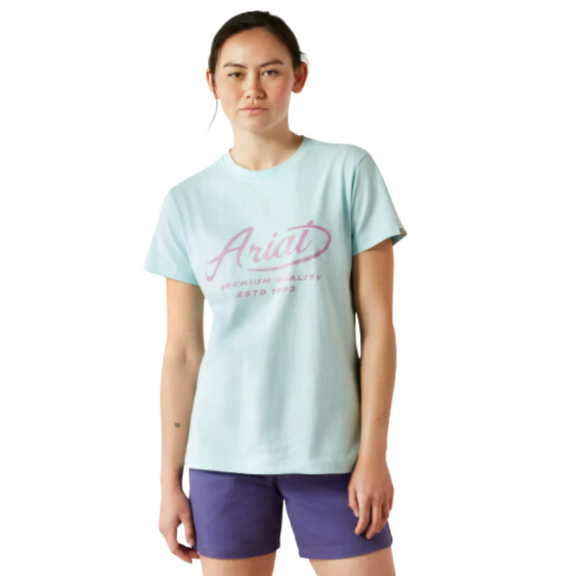 Ariat Women's Rebar Cotton Strong Worldwide SS Tee Aquatic