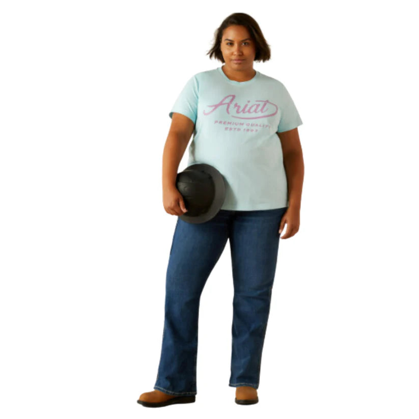 Ariat Women's Rebar Cotton Strong Worldwide SS Tee Aquatic